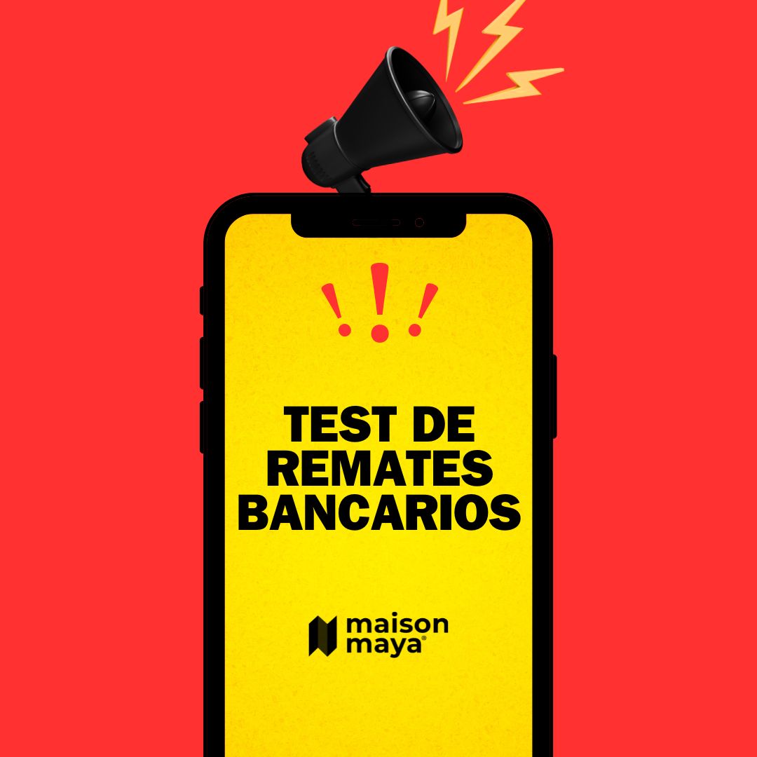 Imagen de la sección de test de remates de Maison Maya, diseñada para ayudar a los usuarios a evaluar sus conocimientos sobre el mercado de remates bancarios y mejorar su estrategia de inversión.