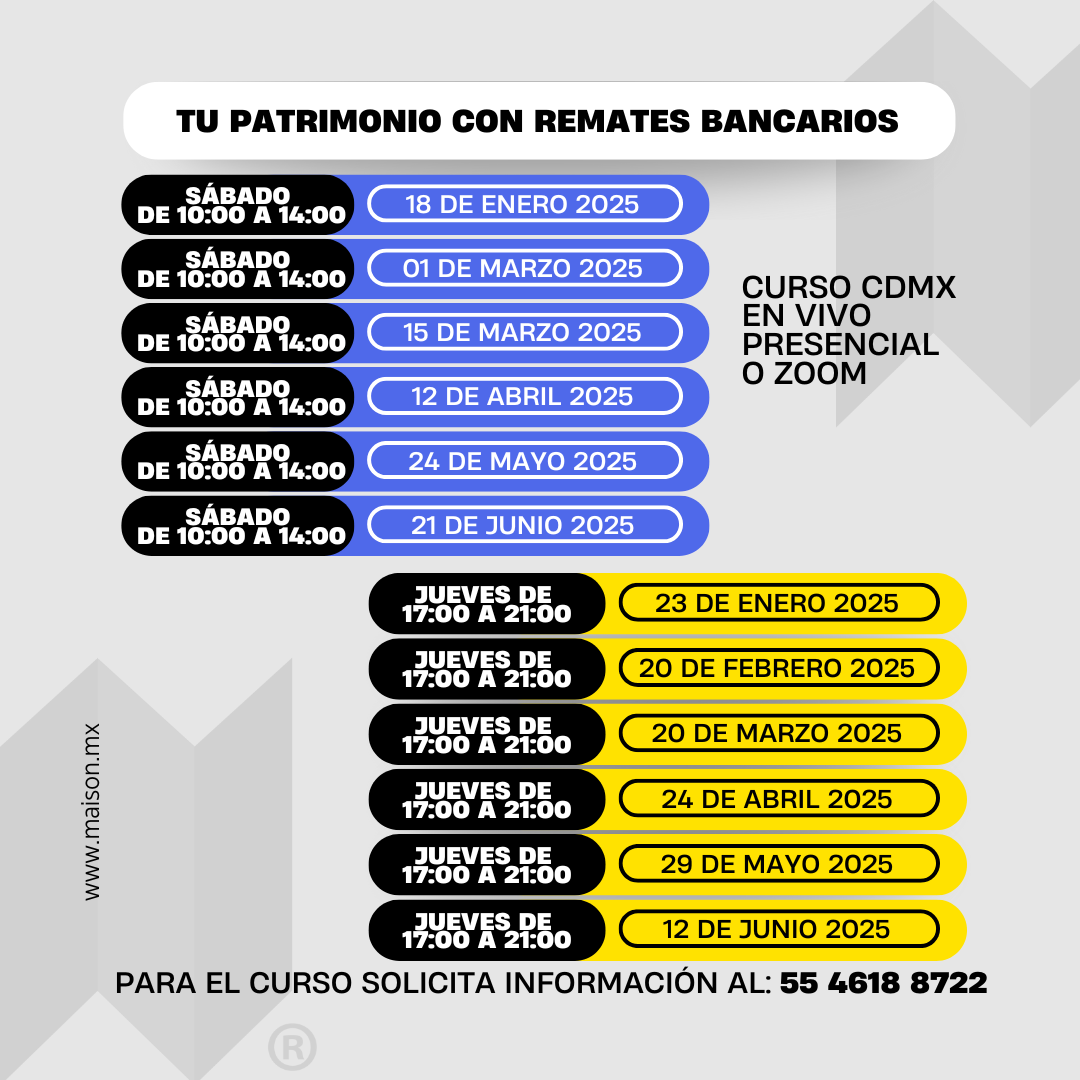 Fechas del Curso “Tu Patrimonio con Remates” - Maison Maya